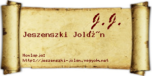 Jeszenszki Jolán névjegykártya