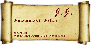 Jeszenszki Jolán névjegykártya